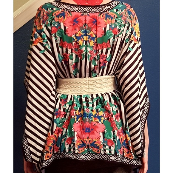 Stunning Striped Floral Blouse - Picture 3 of 3
